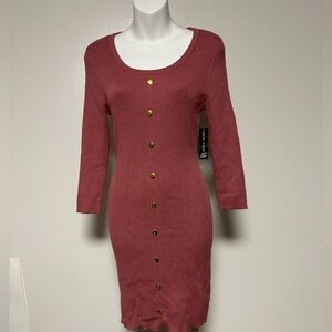 Derek Heart Women Dress Body Con 3/4 Sleeve Mauvee Size Medium, Junior Large New